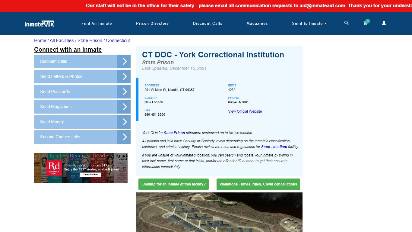 CT DOC - York Correctional Institution & Inmate Search ...