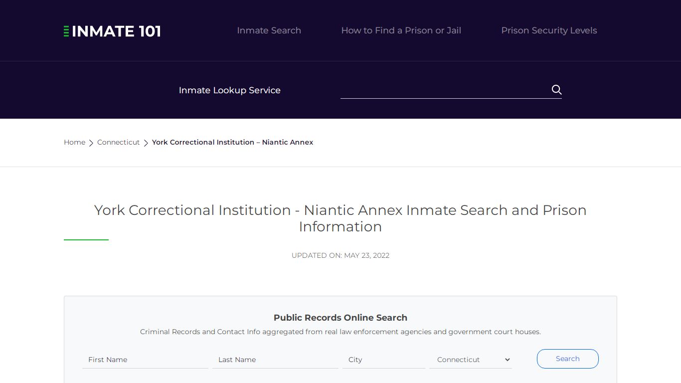 York Correctional Institution - Niantic Annex Inmate ...